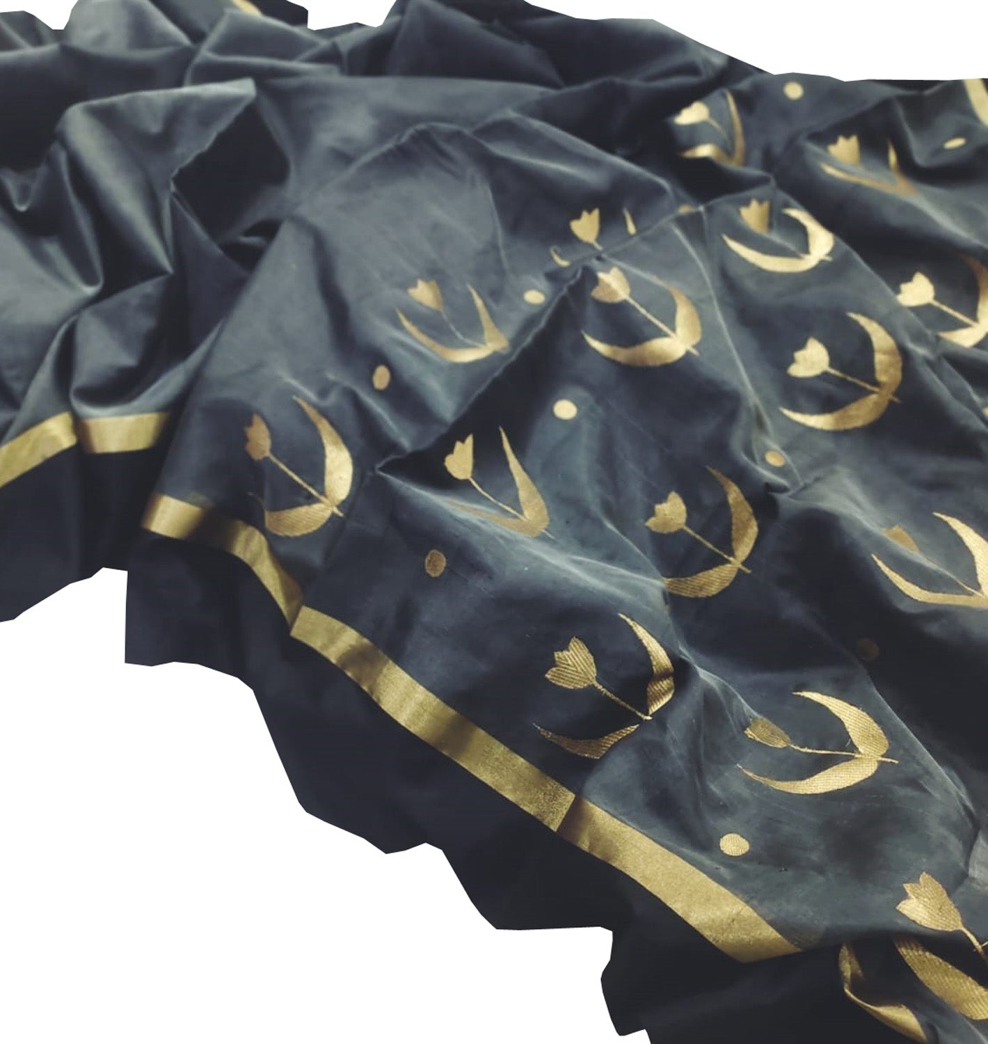 Grey Chanderi Handloom Pure Silk Saree - Luxurion World