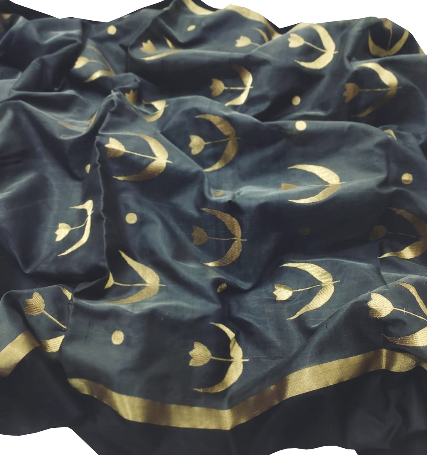 Grey Chanderi Handloom Pure Silk Saree - Luxurion World