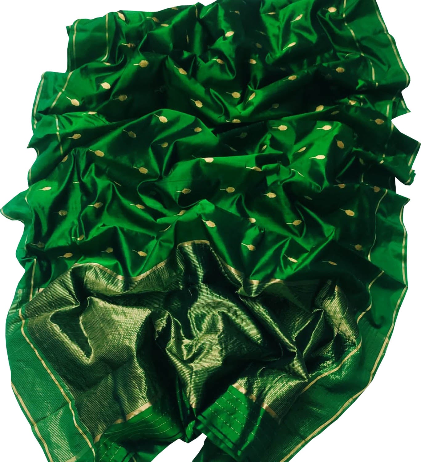 Green Chanderi Handloom Pure Silk Saree - Luxurion World