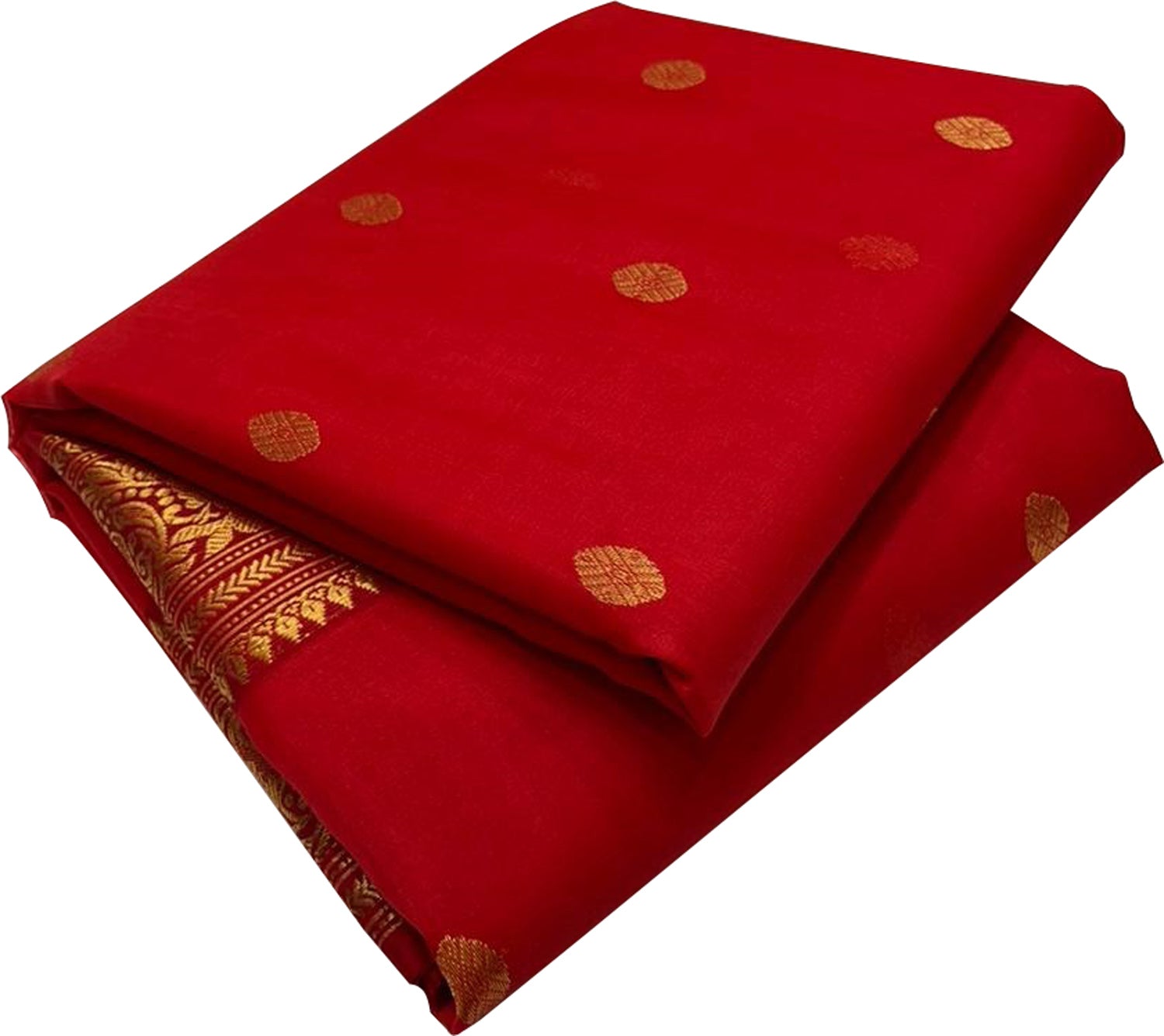 Red Chanderi Handloom Pure Katan Silk Saree - Luxurion World