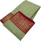 Green Chanderi Handloom Pure Katan Silk Saree - Luxurion World
