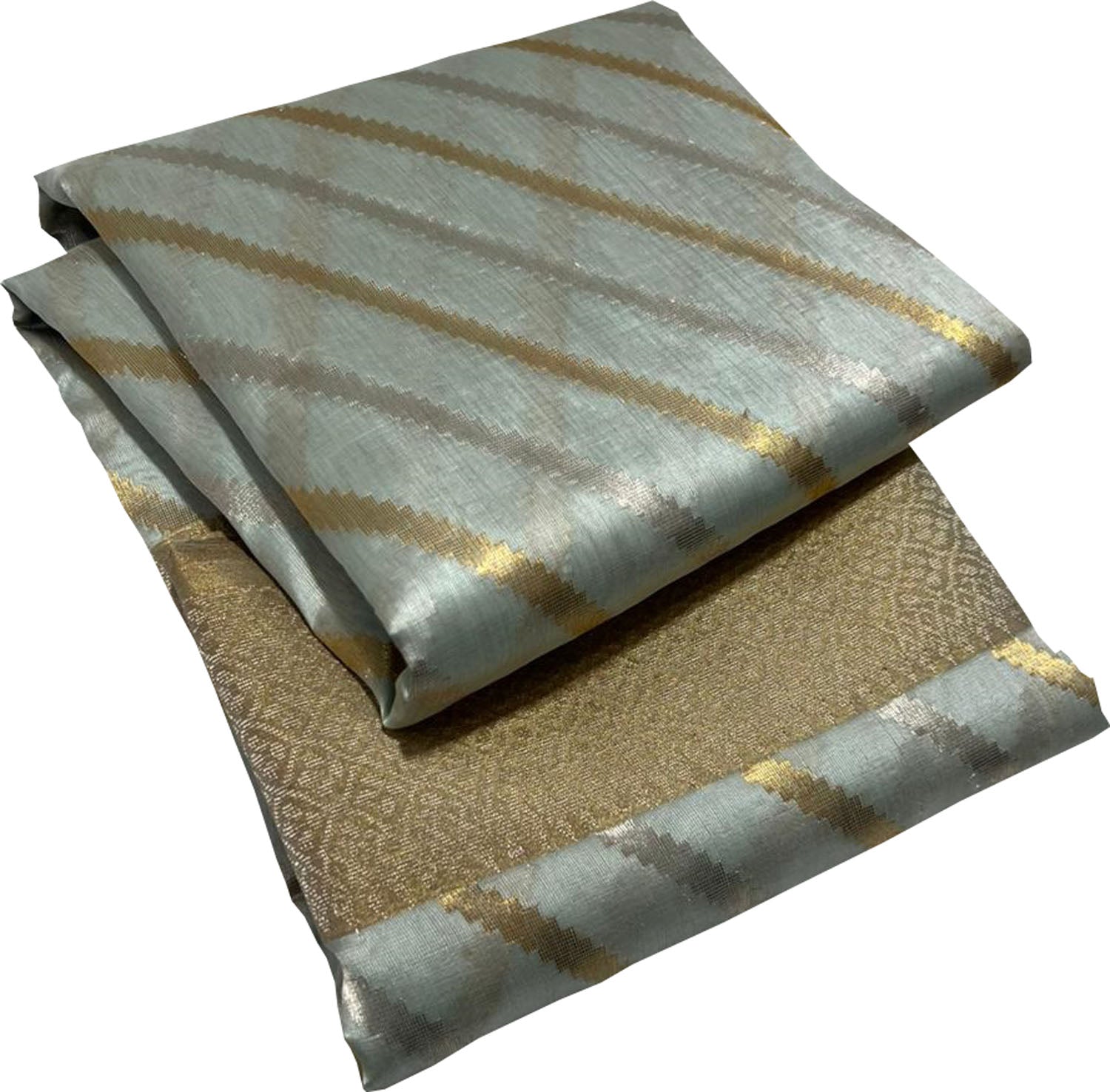 Grey Chanderi Handloom Pure Silk Stripes Design Saree - Luxurion World
