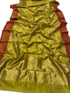 Yellow Chanderi Handloom Pure Silk Saree - Luxurion World