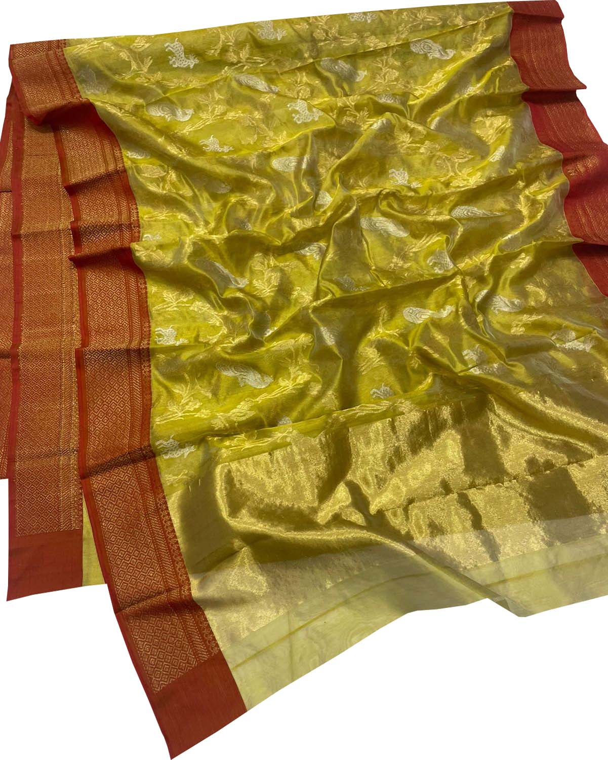 Yellow Chanderi Handloom Pure Silk Saree - Luxurion World