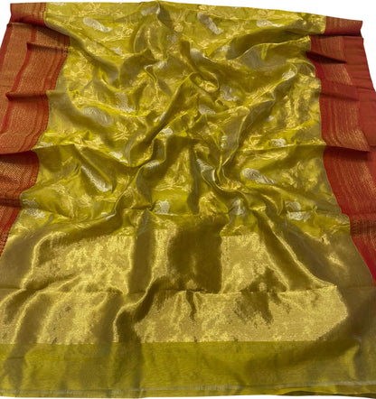 Yellow Chanderi Handloom Pure Silk Saree - Luxurion World