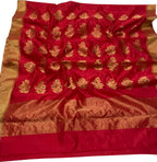 Red Chanderi Handloom Pure Silk Saree - Luxurion World