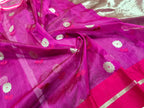 Elegant Pink Chanderi Handloom Pure Katan Silk Saree - Luxurion World