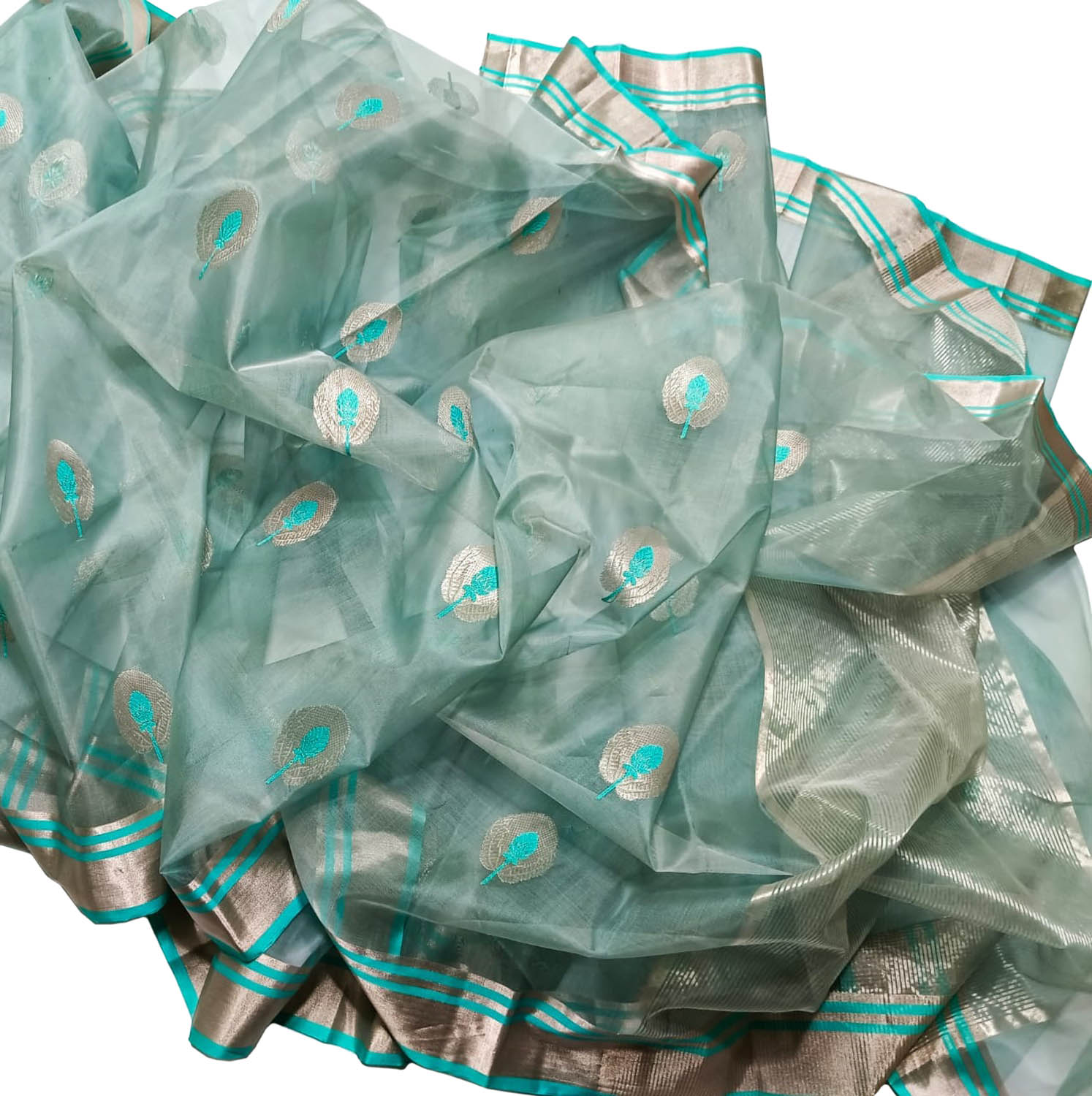 Elegant Grey Chanderi Handloom Pure Katan Silk Saree - Luxurion World