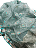 Elegant Grey Chanderi Handloom Pure Katan Silk Saree - Luxurion World