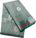 Elegant Grey Chanderi Handloom Pure Katan Silk Saree - Luxurion World