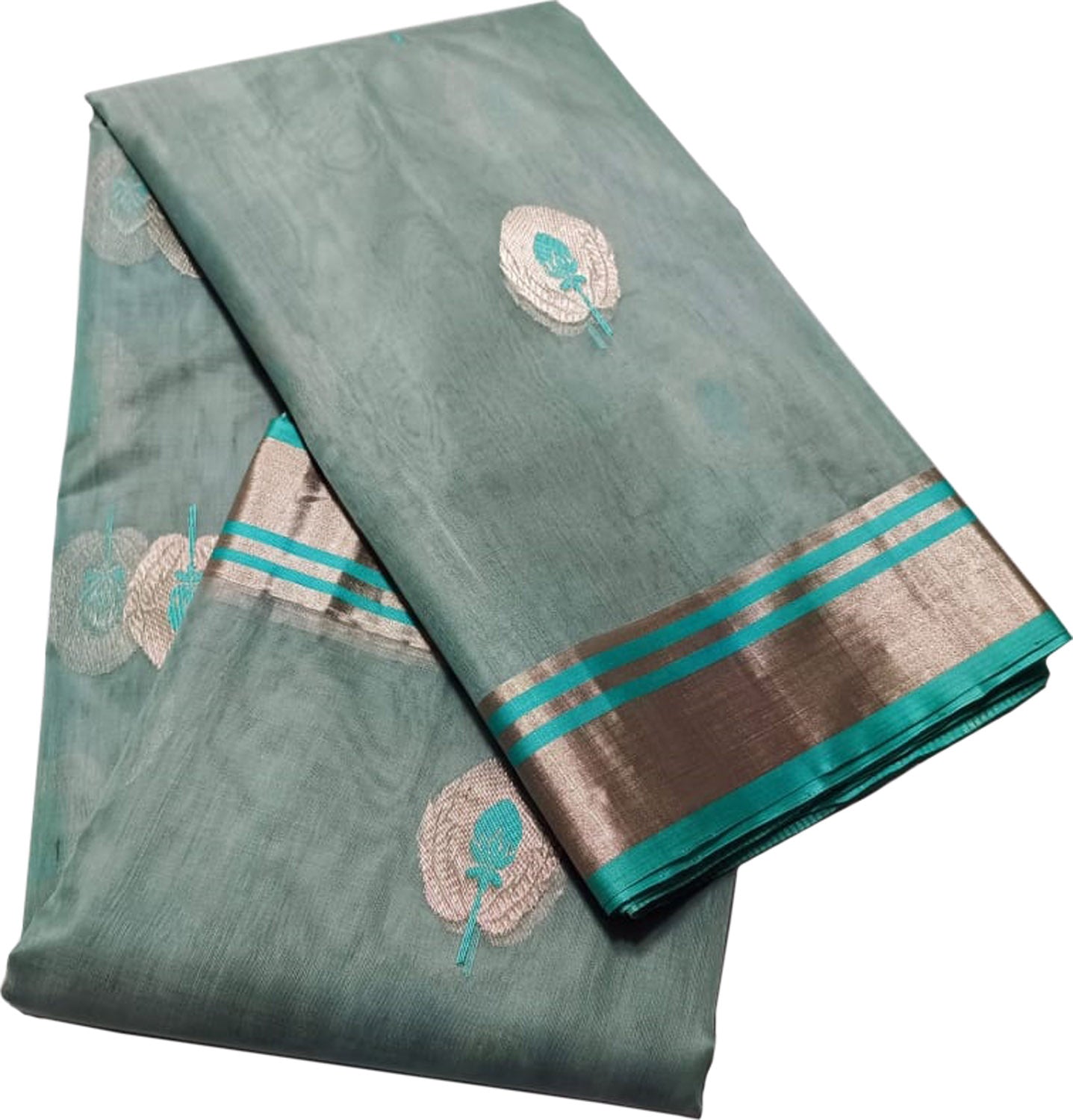 Elegant Grey Chanderi Handloom Pure Katan Silk Saree - Luxurion World