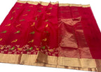 Elegant Red Chanderi Handloom Pure Katan Silk Saree - Luxurion World