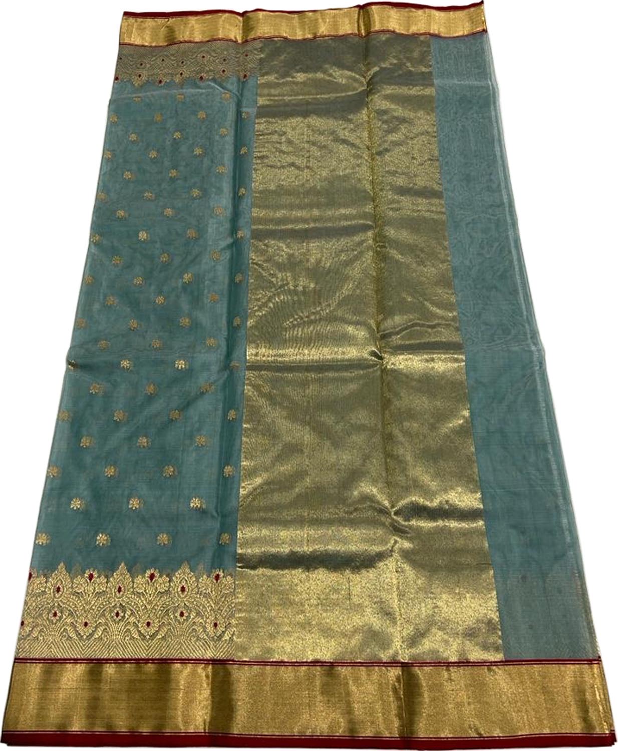 Elegant Grey Chanderi Handloom Pure Katan Silk Saree - Luxurion World