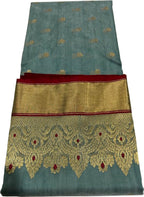 Elegant Grey Chanderi Handloom Pure Katan Silk Saree - Luxurion World