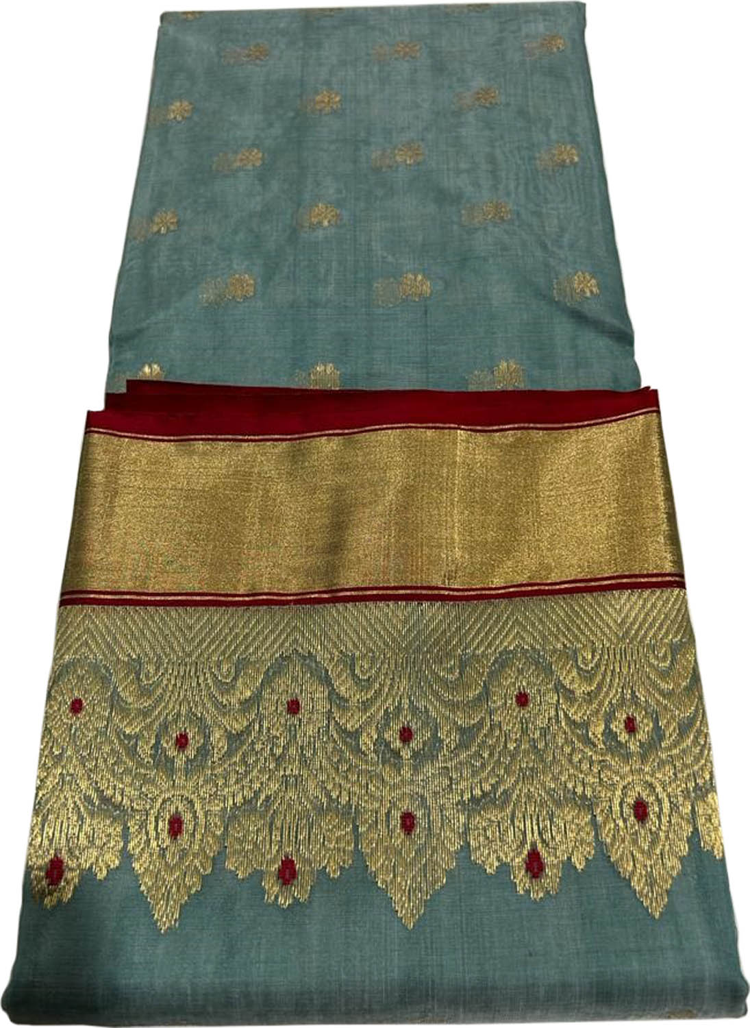 Elegant Grey Chanderi Handloom Pure Katan Silk Saree - Luxurion World