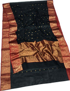 Elegant Black Chanderi Handloom Pure Katan Silk Saree - Luxurion World