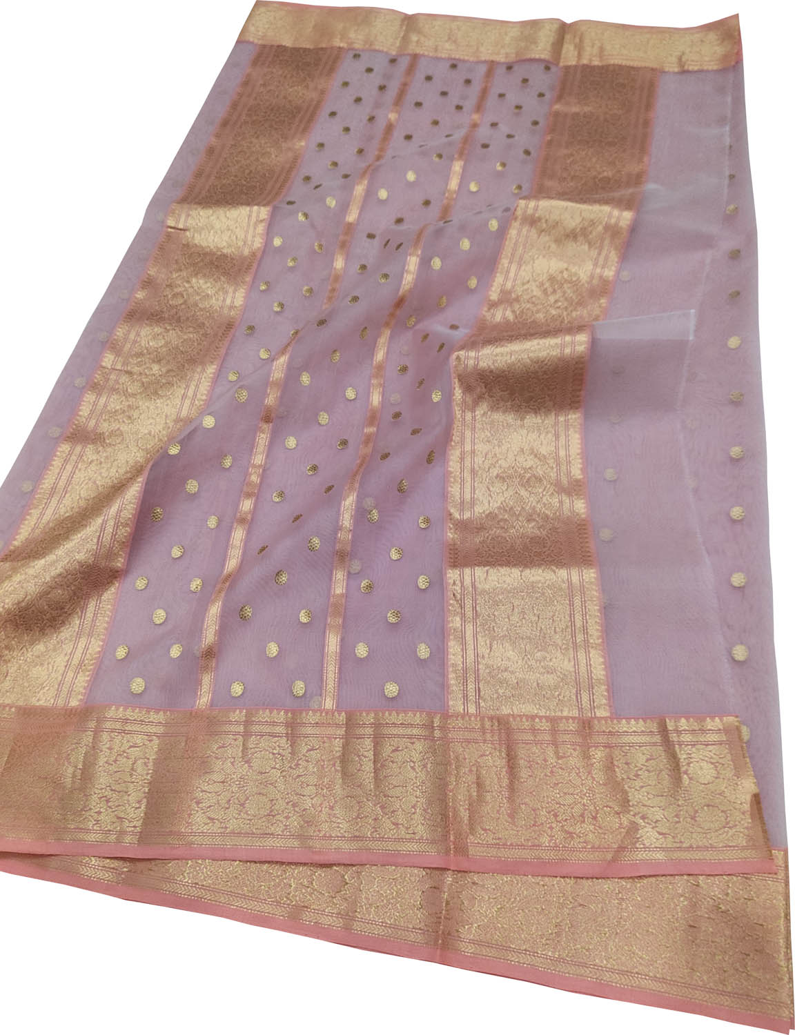 Elegant Pink Chanderi Handloom Pure Katan Silk Saree - Luxurion World