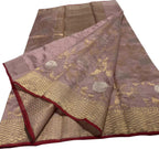Elegant Pink Chanderi Handloom Pure Silk Saree - Luxurion World