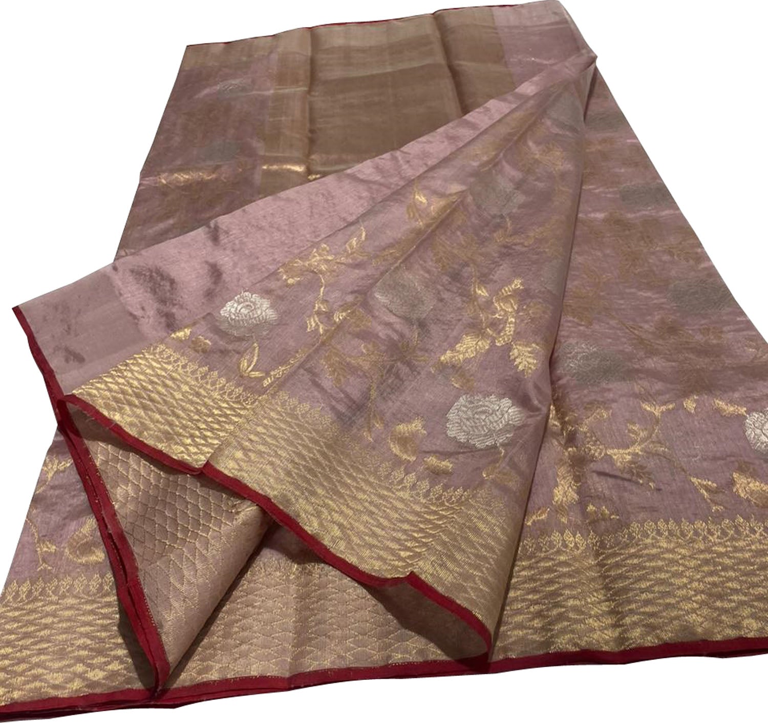 Elegant Pink Chanderi Handloom Pure Silk Saree - Luxurion World