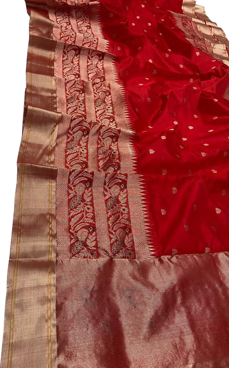 Elegant Red Chanderi Handloom Pure Silk Saree - Luxurion World