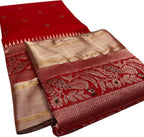 Elegant Red Chanderi Handloom Pure Silk Saree - Luxurion World