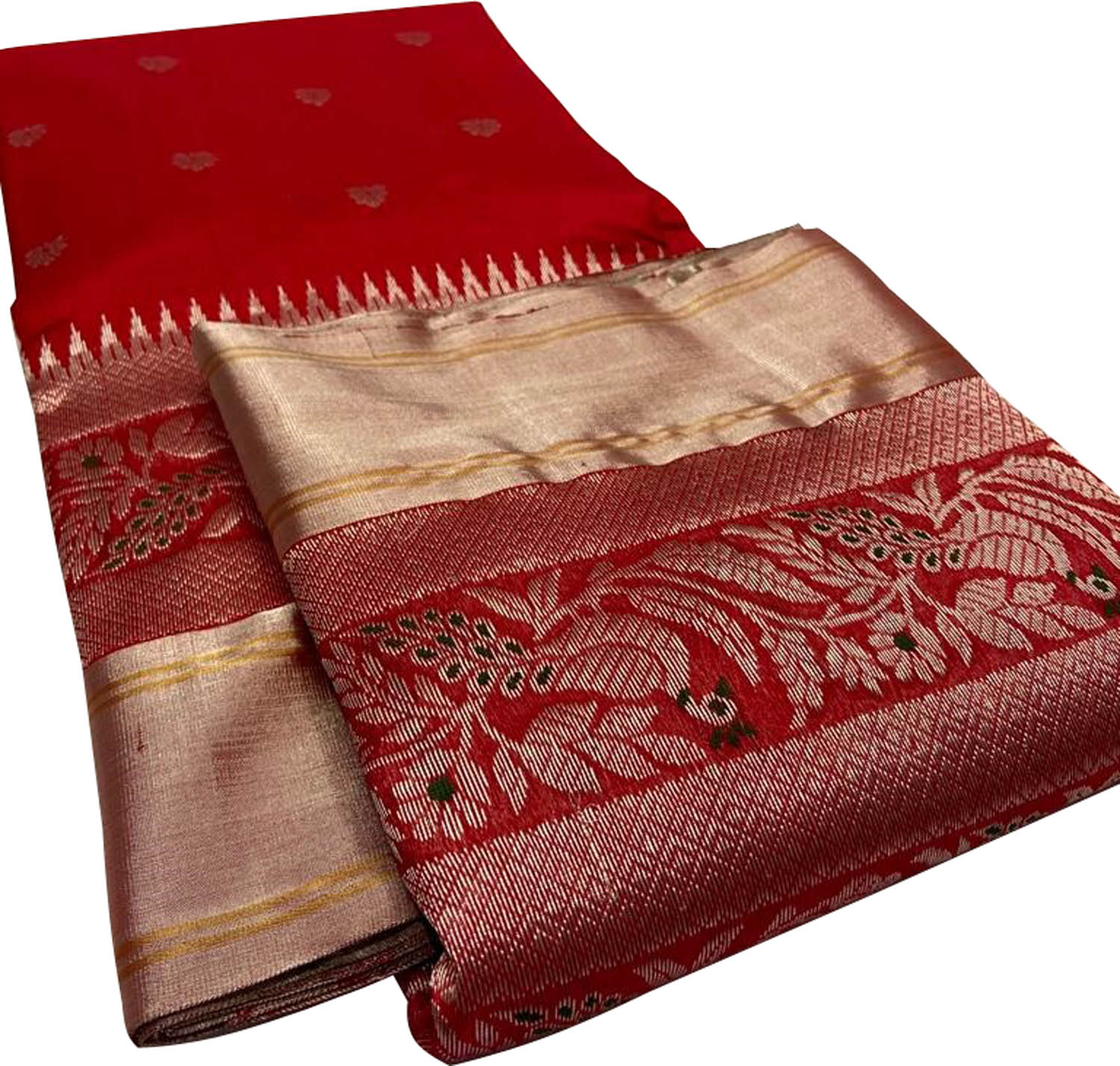 Elegant Red Chanderi Handloom Pure Silk Saree - Luxurion World