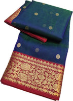 Elegant Blue Chanderi Handloom Pure Katan Silk Saree - Luxurion World
