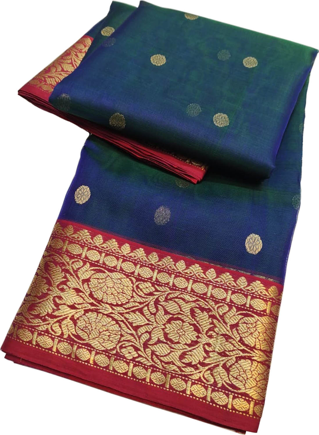 Elegant Blue Chanderi Handloom Pure Katan Silk Saree - Luxurion World