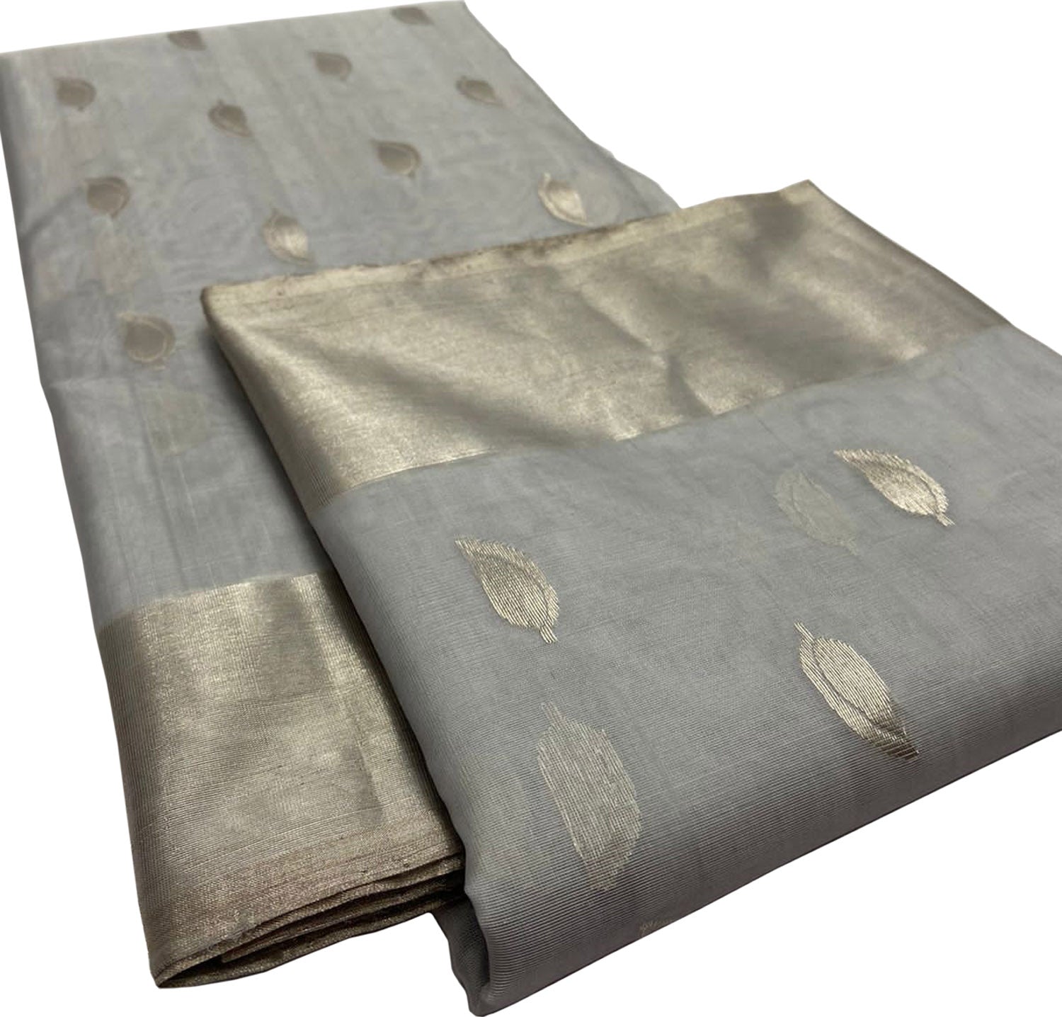 Elegant Off White Chanderi Handloom Pure Katan Silk Saree - Luxurion World