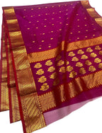 Pink Chanderi Handloom Pure Katan Silk Saree - Luxurion World