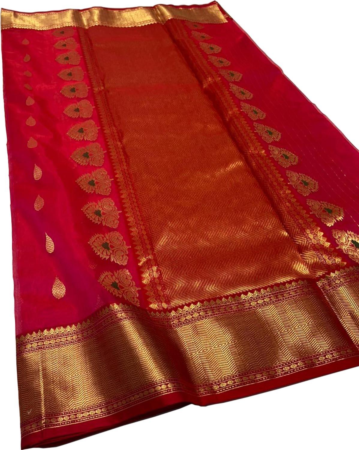 Elegant Pink Chanderi Handloom Pure Katan Silk Saree - Luxurion World
