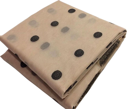 Elegant Off White Chanderi Handloom Pure Katan Silk Saree - Luxurion World