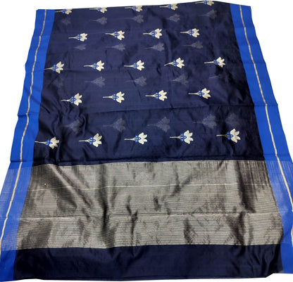 Elegant Blue Chanderi Handloom Silk Saree: A Timeless Classic - Luxurion World