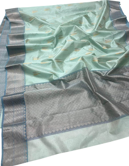 Exquisite Green Chanderi Handloom Pure Silk Saree: Timeless Elegance - Luxurion World
