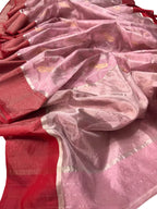 Elegant Pink Chanderi Handloom Silk Saree: A Timeless Classic - Luxurion World