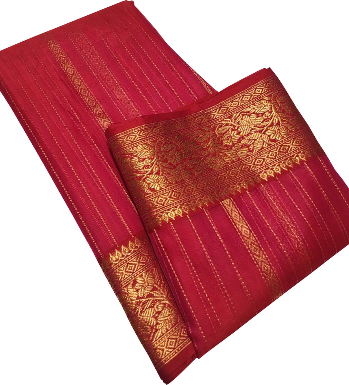 Pink Chanderi Handloom Pure Katan Silk Stripes Design Saree - Luxurion World