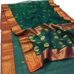 Green Chanderi Handloom Pure Katan Silk Saree - Luxurion World