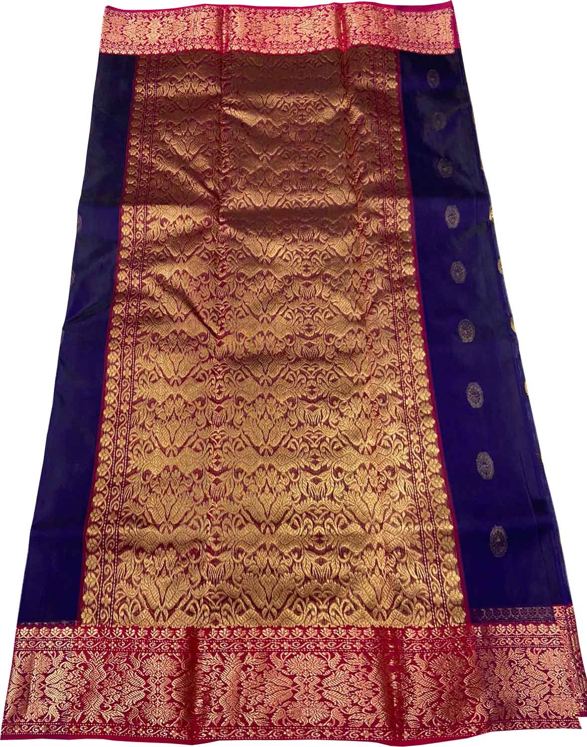 Blue Chanderi Handloom Pure Katan Silk Booti Design Saree - Luxurion World