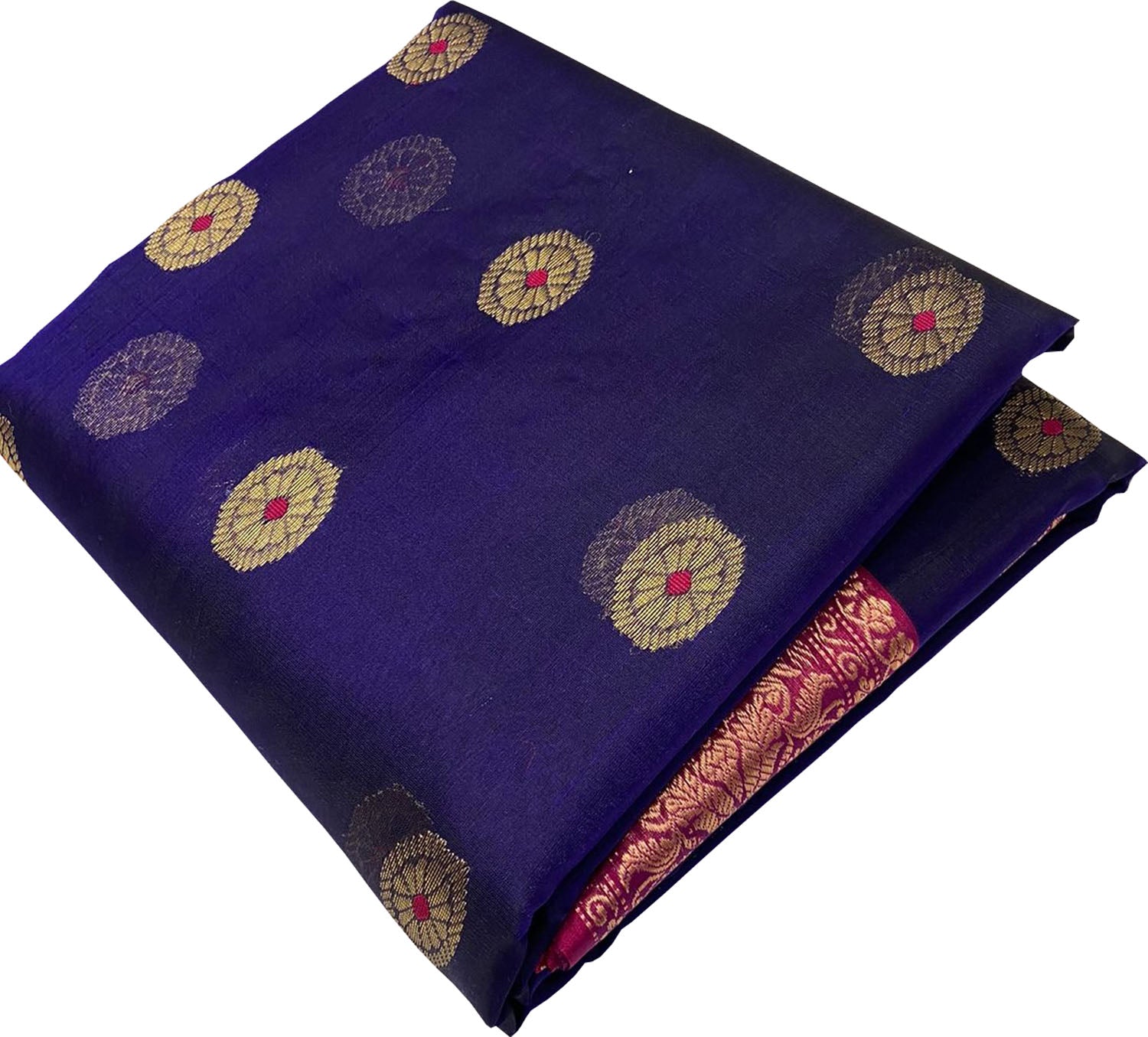 Blue Chanderi Handloom Pure Katan Silk Booti Design Saree - Luxurion World