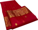 Elegant Red Chanderi Handloom Pure Katan Silk Saree - Luxurion World