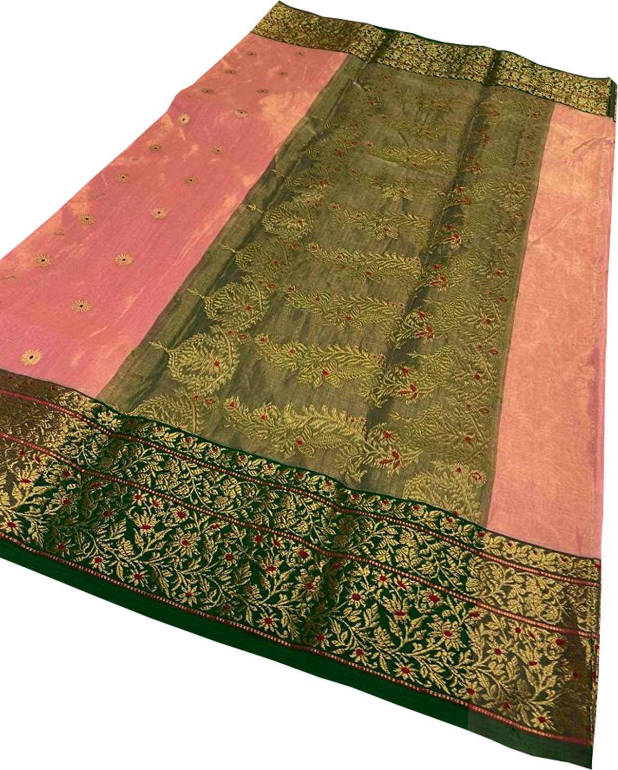 Elegant Pink Chanderi Handloom Pure Katan Silk Saree - Luxurion World