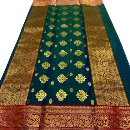 Elegant Blue Chanderi Handloom Pure Katan Silk Saree - Luxurion World