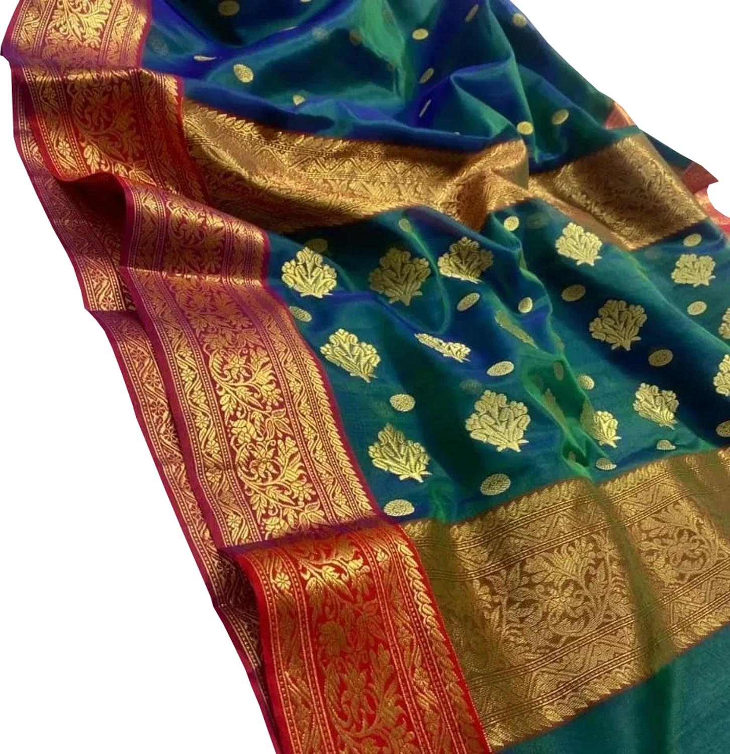 Elegant Blue Chanderi Handloom Pure Katan Silk Saree - Luxurion World