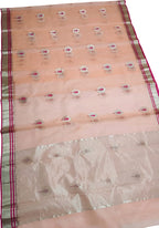 Elegant Peach Chanderi Handloom Pure Katan Silk Saree - Luxurion World