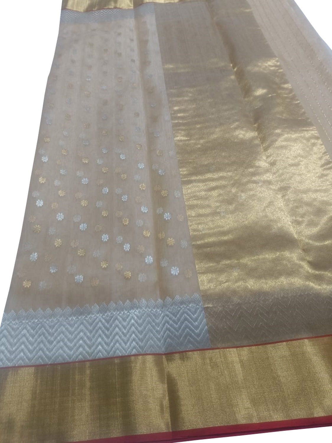 Elegant Pastel Chanderi Handloom Pure Katan Silk Saree - Luxurion World