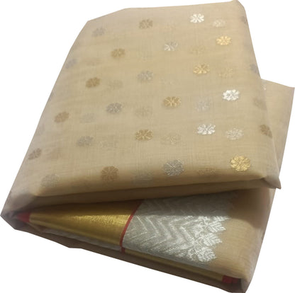 Elegant Pastel Chanderi Handloom Pure Katan Silk Saree - Luxurion World