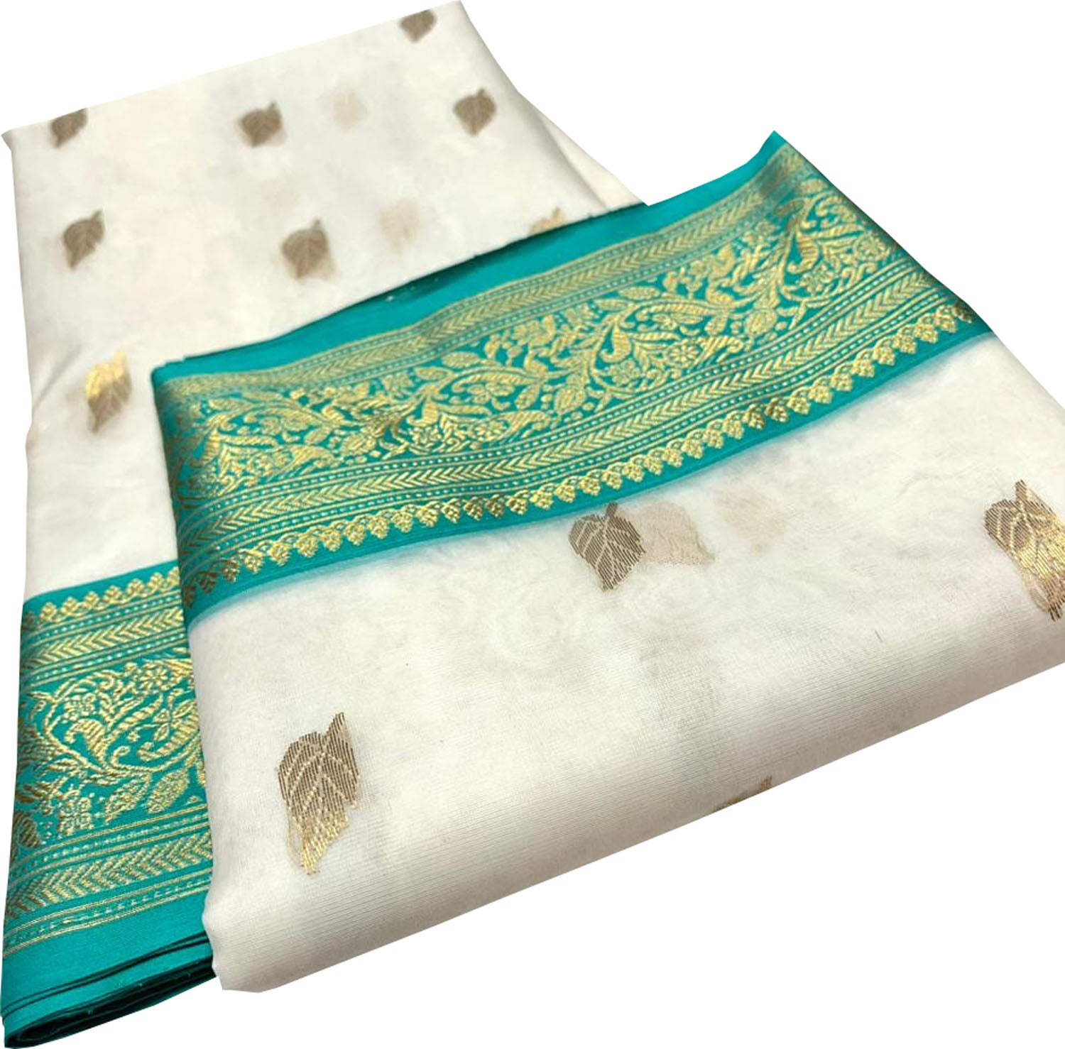 Elegant Off White Chanderi Handloom Pure Katan Silk Saree - Luxurion World