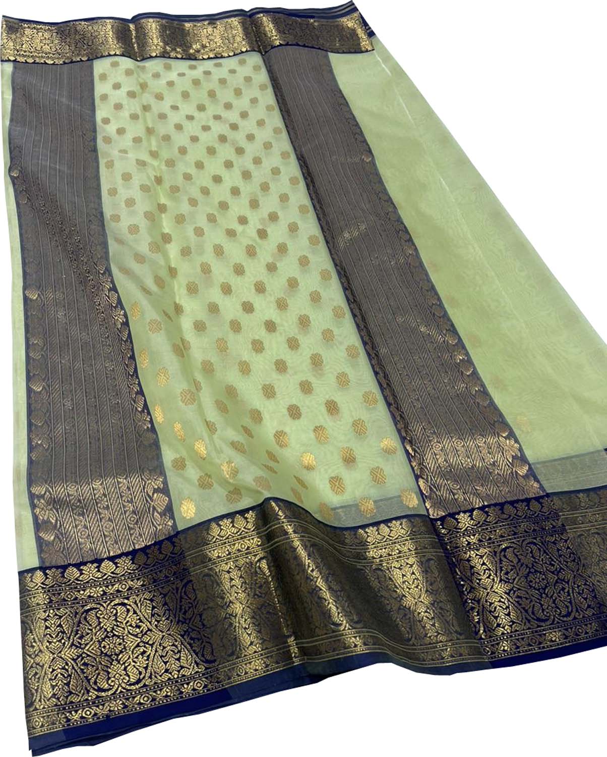 Elegant Green Chanderi Handloom Pure Katan Silk Saree - Luxurion World