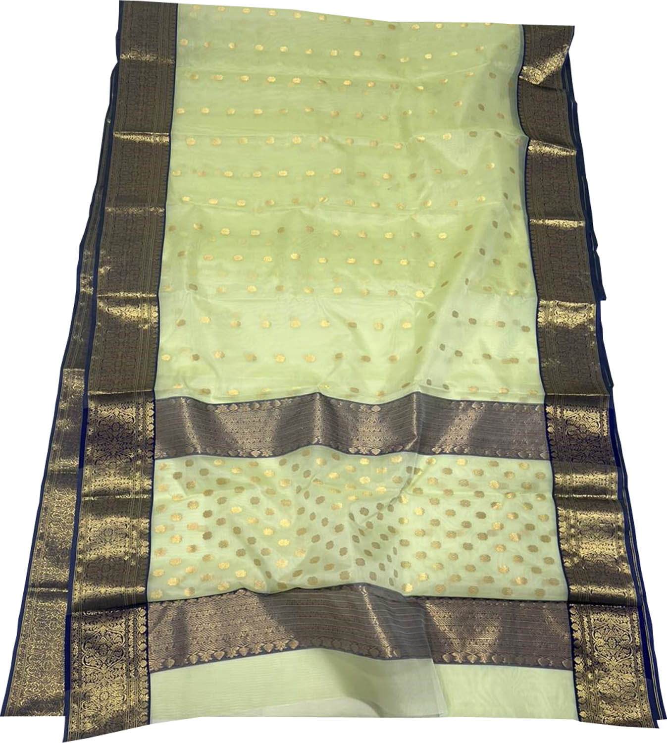 Elegant Green Chanderi Handloom Pure Katan Silk Saree - Luxurion World