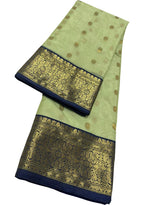 Elegant Green Chanderi Handloom Pure Katan Silk Saree - Luxurion World